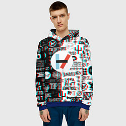 Толстовка-худи мужская Twenty one pilots glitch pattern, цвет: 3D-синий — фото 2