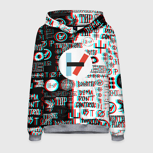 Мужская толстовка Twenty one pilots glitch pattern / 3D-Меланж – фото 1