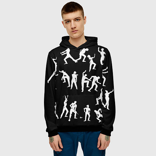 Мужская толстовка Silhouettes of moving people / 3D-Черный – фото 3