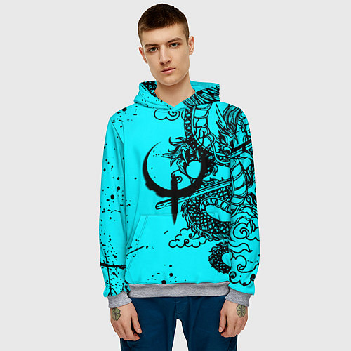 Мужская толстовка Quake текстура дракон / 3D-Меланж – фото 3