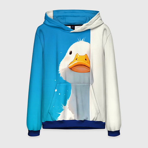 Мужская толстовка Белый гусь выглядывает из-за угла / 3D-Синий – фото 1
