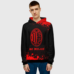 Толстовка-худи мужская AC Milan - red gradient, цвет: 3D-черный — фото 2