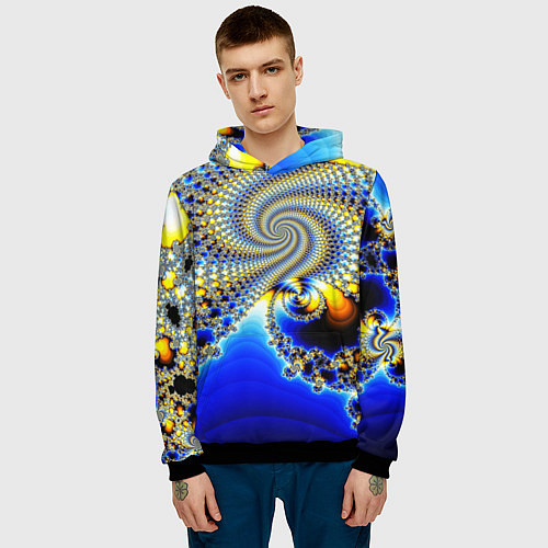 Мужская толстовка Фрактальный психоделики узор / 3D-Черный – фото 3
