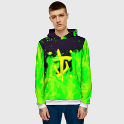 Толстовка-худи мужская Doom кислотный огонь лого, цвет: 3D-белый — фото 2
