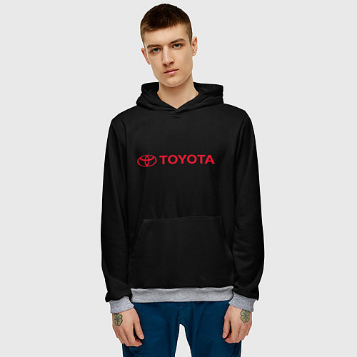 Мужская толстовка Toyota red logo auto / 3D-Меланж – фото 3