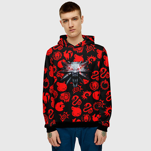 Мужская толстовка The Witcher anime pattern / 3D-Черный – фото 3