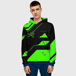 Толстовка-худи мужская Razer geometry game, цвет: 3D-синий — фото 2