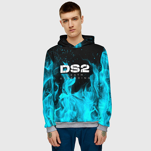 Мужская толстовка Death stranding 2 неоновый огонь / 3D-Меланж – фото 3