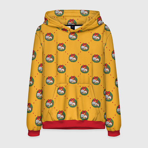 Мужская толстовка Рик и Морти Новый год паттерн / 3D-Красный – фото 1