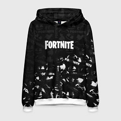 Толстовка-худи мужская Fortnite pattern black, цвет: 3D-белый