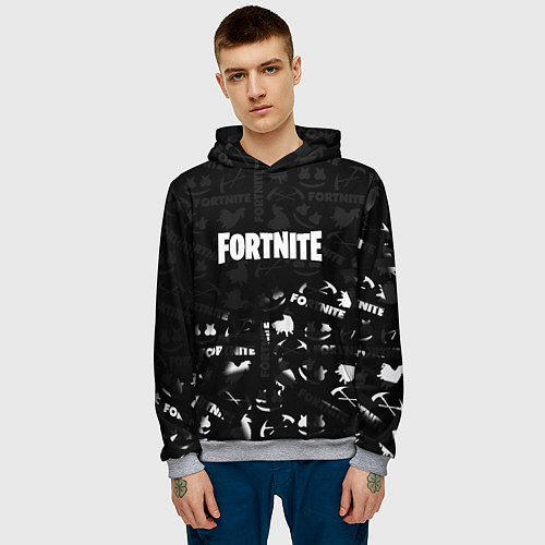 Мужская толстовка Fortnite pattern black / 3D-Меланж – фото 3