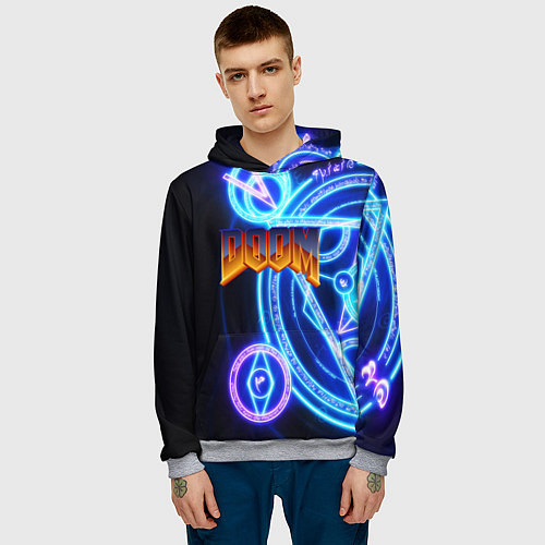 Мужская толстовка Doom мистические символы / 3D-Меланж – фото 3