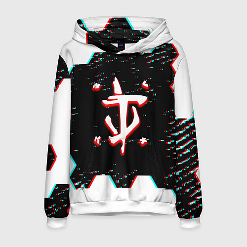 Мужская толстовка Doom hexagon glitch color / 3D-Белый – фото 1