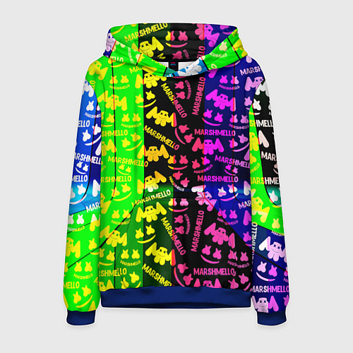 Мужская толстовка Marshmello pattern neon steel / 3D-Синий – фото 1