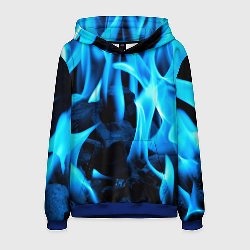 Мужская толстовка Синий огонь текстура / 3D-Синий – фото 1