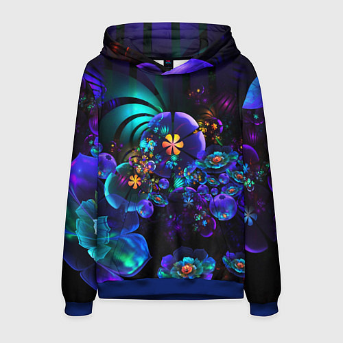 Мужская толстовка Оптический фрактальный цветок / 3D-Синий – фото 1