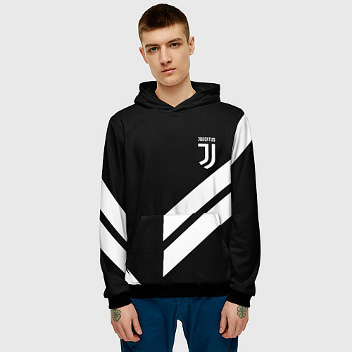 Мужская толстовка Juventus line white / 3D-Черный – фото 3