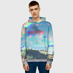 Толстовка-худи мужская Horizon: Zero Dawn game steel, цвет: 3D-меланж — фото 2