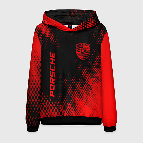 Мужская толстовка Porsche - red gradient вертикально / 3D-Черный – фото 1