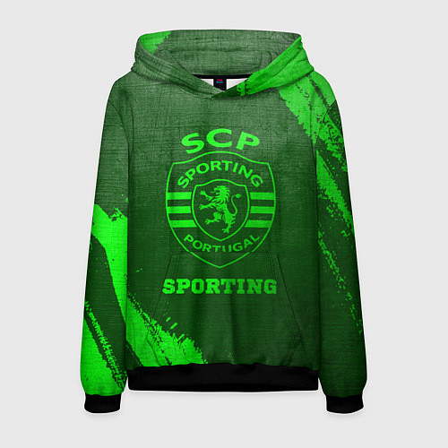 Мужская толстовка Sporting - green gradient / 3D-Черный – фото 1