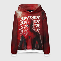 Толстовка-худи мужская Spider-man red background, цвет: 3D-белый