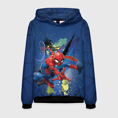 Мужская толстовка Spider-man with a spider web / 3D-Черный – фото 1