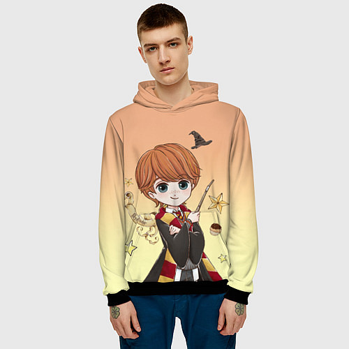 Мужская толстовка Рон Уизли / 3D-Черный – фото 3