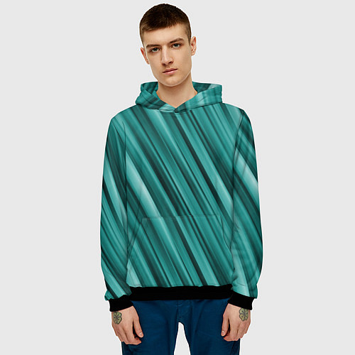 Мужская толстовка Лазурные волны / 3D-Черный – фото 3