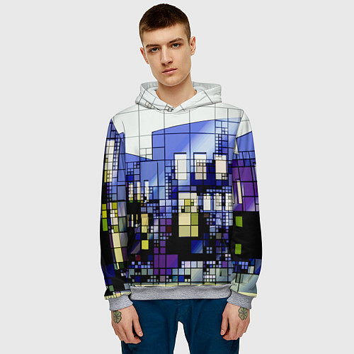 Мужская толстовка Городской пейзаж / 3D-Меланж – фото 3