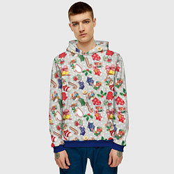 Толстовка-худи мужская Christmas Pattern, цвет: 3D-синий — фото 2