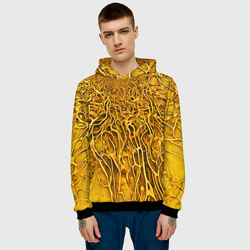 Мужская толстовка Жёлтый симбионт абстракция / 3D-Черный – фото 3