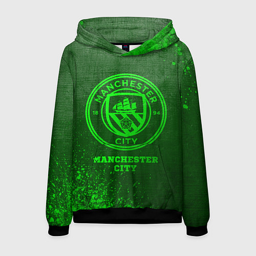Мужская толстовка Manchester City - green gradient / 3D-Черный – фото 1
