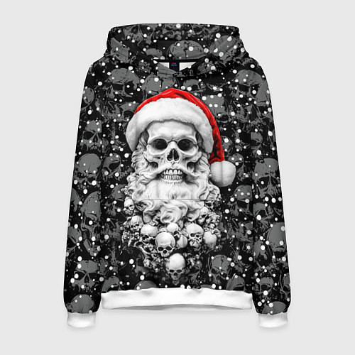 Мужская толстовка Санта Клаус борода с черепами / 3D-Белый – фото 1