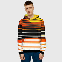 Толстовка-худи мужская Разноцветные вертикальные линии, цвет: 3D-черный — фото 2