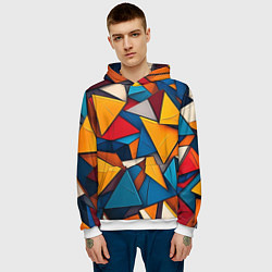 Толстовка-худи мужская Разноцветные треугольники, цвет: 3D-белый — фото 2