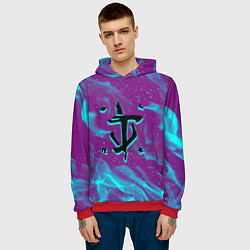 Толстовка-худи мужская Doom neon flame, цвет: 3D-красный — фото 2