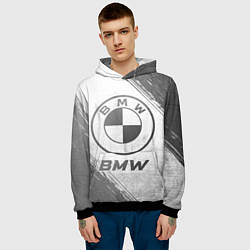 Толстовка-худи мужская BMW - white gradient, цвет: 3D-черный — фото 2