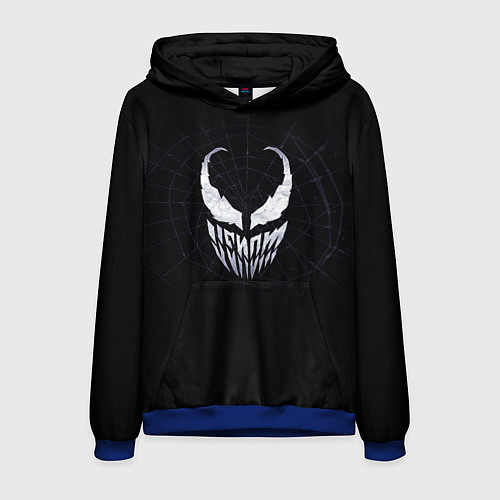 Мужская толстовка Venom face - logo / 3D-Синий – фото 1