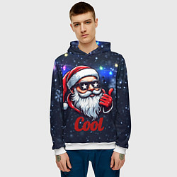 Толстовка-худи мужская Cool Santa in glasses, цвет: 3D-белый — фото 2