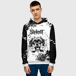 Толстовка-худи мужская Slipknot - рок пес, цвет: 3D-белый — фото 2
