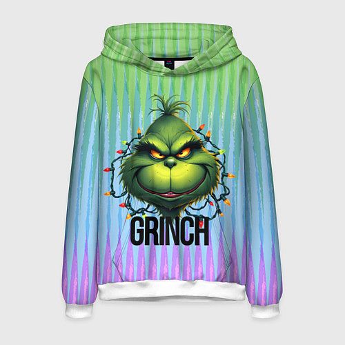 Мужская толстовка Гринч с гирляндой / 3D-Белый – фото 1