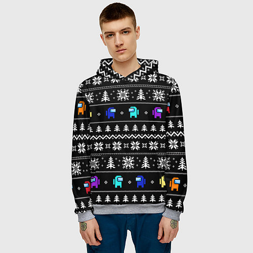Мужская толстовка Ornament - Among Us new year / 3D-Меланж – фото 3