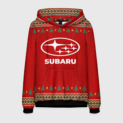 Толстовка-худи мужская Subaru new year, цвет: 3D-черный
