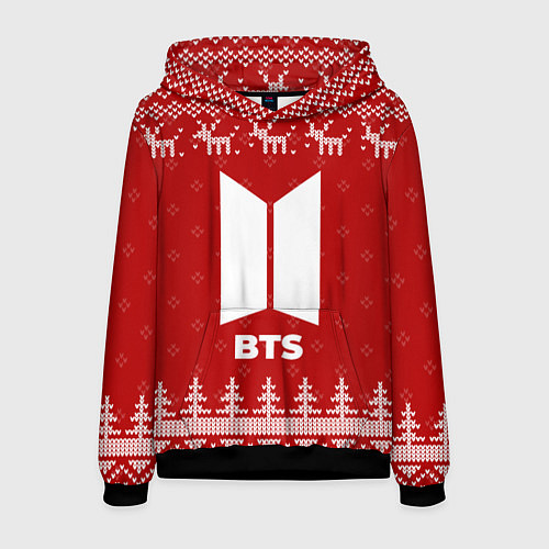 Мужская толстовка Новогодний BTS с оленями / 3D-Черный – фото 1