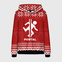 Толстовка-худи мужская Новогодний Portal, цвет: 3D-черный