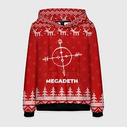 Толстовка-худи мужская Новогодний Megadeth с оленями, цвет: 3D-черный