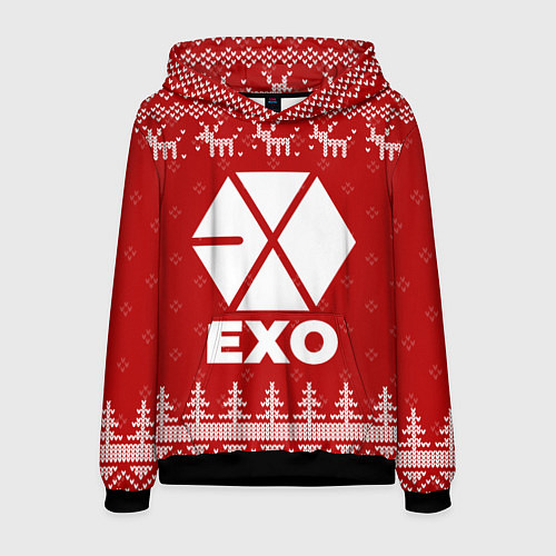 Мужская толстовка Новогодний Exo с оленями / 3D-Черный – фото 1