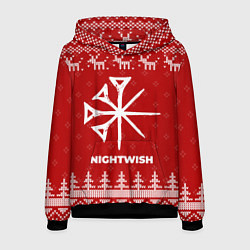 Толстовка-худи мужская Новогодний Nightwish с оленями, цвет: 3D-черный