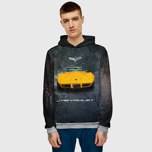 Мужская толстовка Спортивный американский Chevrolet Corvette / 3D-Меланж – фото 3