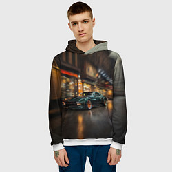 Толстовка-худи мужская Спорткар с оранжевыми десками, цвет: 3D-белый — фото 2